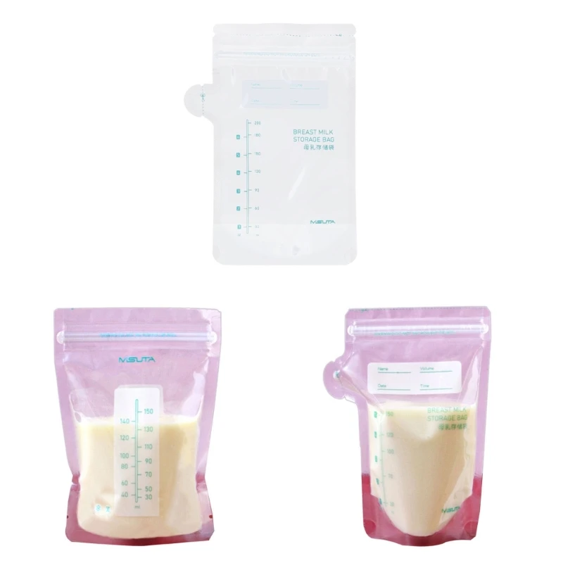 

RIRI 30Pcs Breast Milk Storage Bags Puree Breastmilk Pouch with Leakproof Sealing Strip Travel Milk Bag for Refrigeration