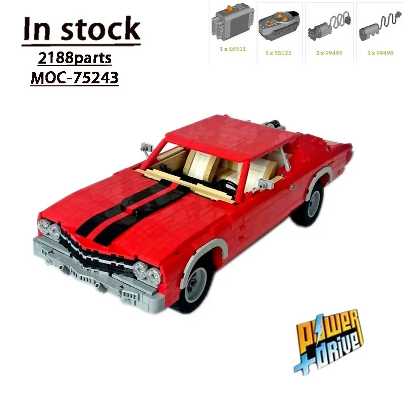 

Классический спортивный автомобиль MOC-75243 RC, строительный блок, игрушка модель 2188, строительные блоки, детали автомобиля MOC, креативные игрушки, подарок детям на день рождения