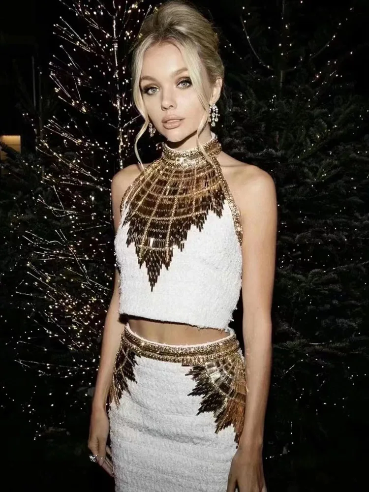 Fashion Sexy Fashion Sequin Festival Outfit Women 2023 Autumn Backless Diamond Sleeveless Crop Top Mini Skirt 2 Two Piece Set
Fashion Sexy Fashion Sequin Festival Outfit Women 2023 Autumn Backless Diamond Sleeveless Crop Top Mini Skirt 2 Two Piece Set