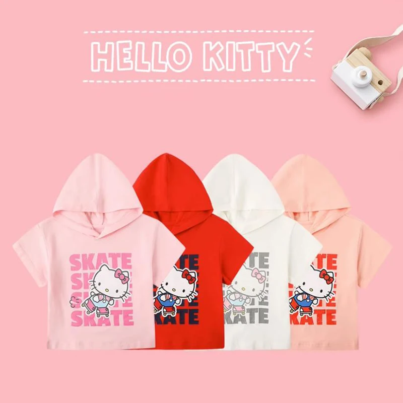 Sanrio Kitty New Summer Children's Clothing Girl Cotton Hooded Short Sleeved T-Shirt Pullover Sweater Fashion Casual Sportswear
Sanrio Kitty New Summer Children's Clothing Girl Cotton Hooded Short Sleeved T-Shirt Pullover Sweater Fashion Casual Sportswear