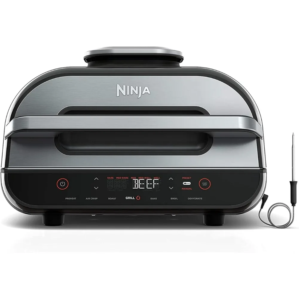 

Ninja FG551 Foodi Smart XL 6-in-1 Indoor Grill with Air Fry, Roast, Bake, Broil & Dehydrate, Smart Thermometer, Black/Silver