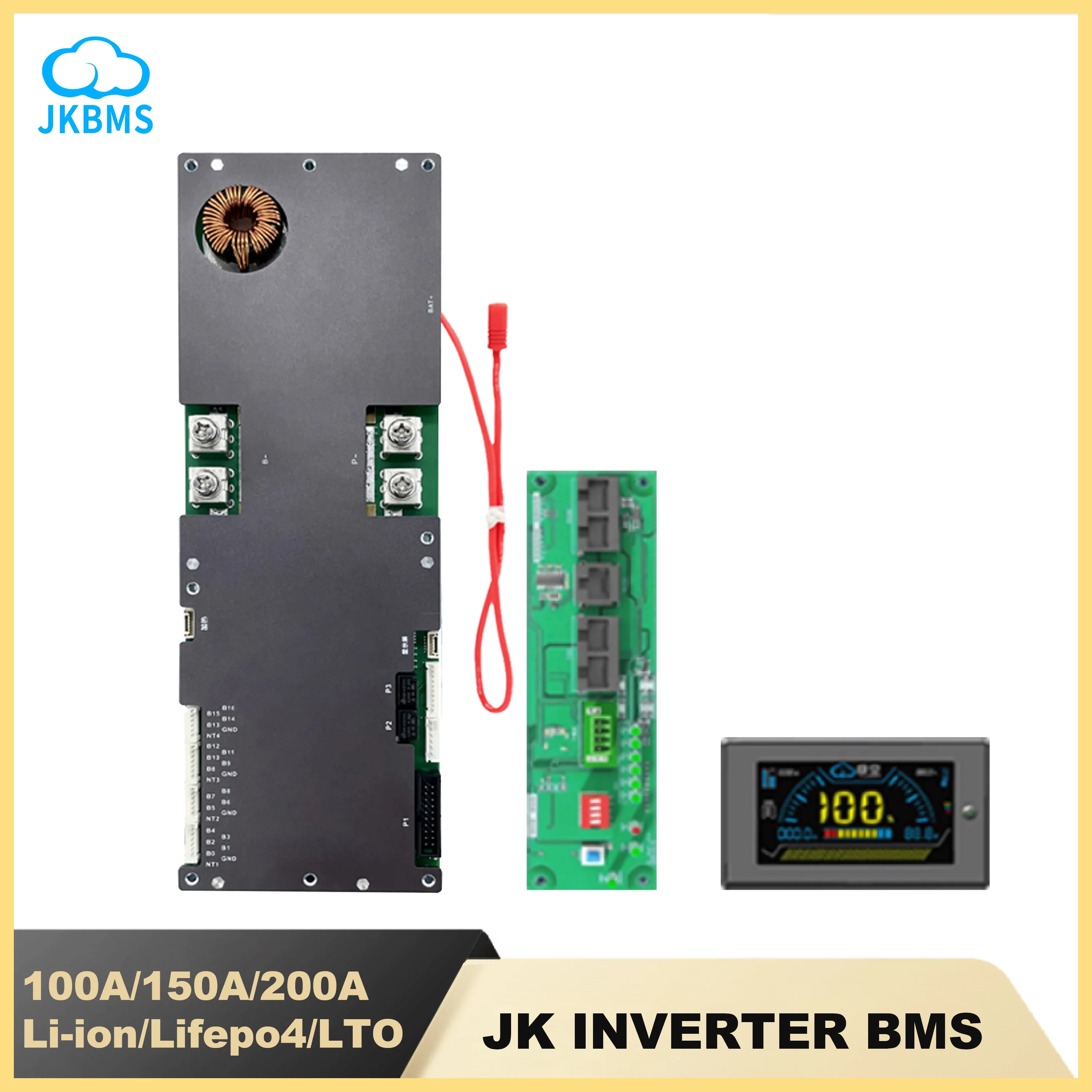 

JKBMS 8S 16S 24V 48V 100A 150A 200A 8S-16S Family Energy Storage Lifepo4/Li-ion/LTO Inverter for Growatt Deye Victron Connection