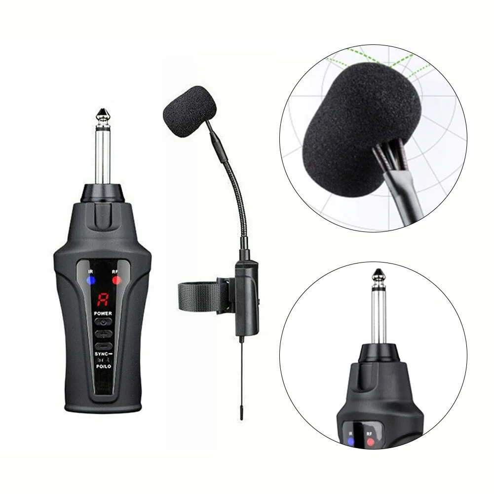 

Профессиональный UHF беспроводной микрофон приемник передатчик система для кларнета микрофоны музыкальный инструмент портативный аудио