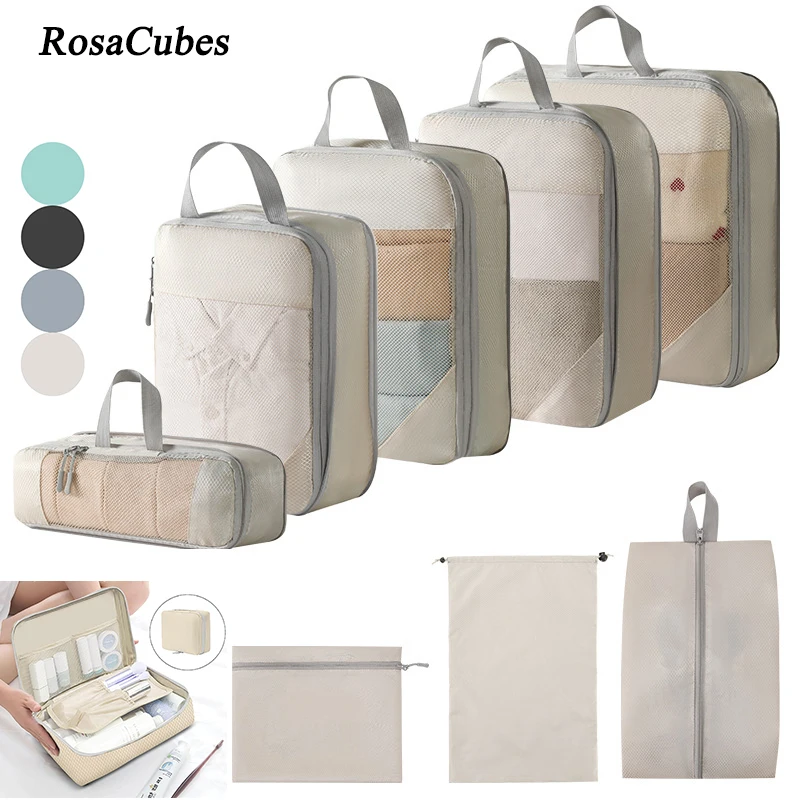 9PCS Storage Bag Compressible Packing Cubes Nylon Portable With Handbag Luggage Organizer Foldable Waterproof Travel Suitcase
9PCS Storage Bag Compressible Packing Cubes Nylon Portable With Handbag Luggage Organizer Foldable Waterproof Travel Suitcase