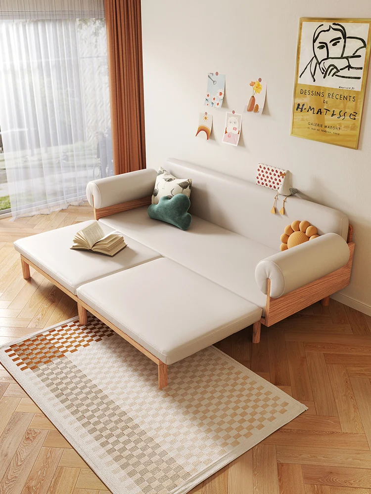 Sofa bed dual-purpose retractable solid wood sofa, double small family living room folding bed
Sofa bed dual-purpose retractable solid wood sofa, double small family living room folding bed
