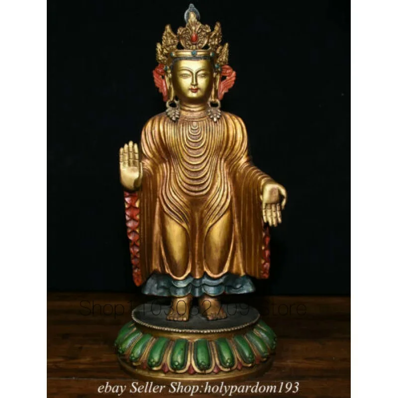 13.2" Old Tibet Bronze Gilt Painting Padmapani Lokeshvara Tara Statue Sculpture
13.2" Old Tibet Bronze Gilt Painting Padmapani Lokeshvara Tara Statue Sculpture