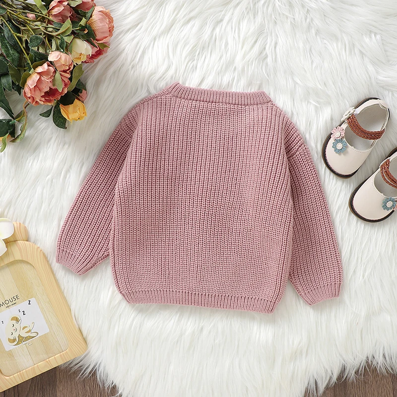 Toddler Baby Girl Knit Sweater Long Sleeve Solid Color Letter Flower Embroidery Pullover Infant Cute Fall Outfit
Toddler Baby Girl Knit Sweater Long Sleeve Solid Color Letter Flower Embroidery Pullover Infant Cute Fall Outfit