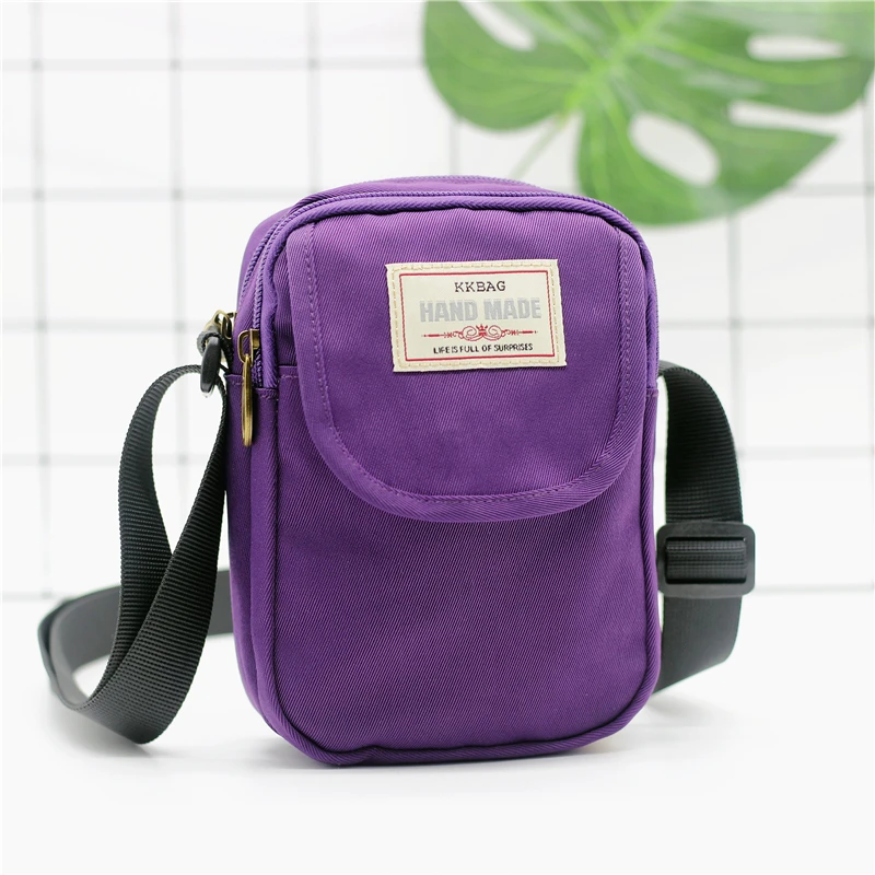Simple men's crossbody bag in solid color multi-layer zipper nylon single shoulder mobile phone bag daily wallet replacement Simple men's crossbody bag in solid color multi-layer zipper nylon single shoulder mobile phone bag daily wallet replacement