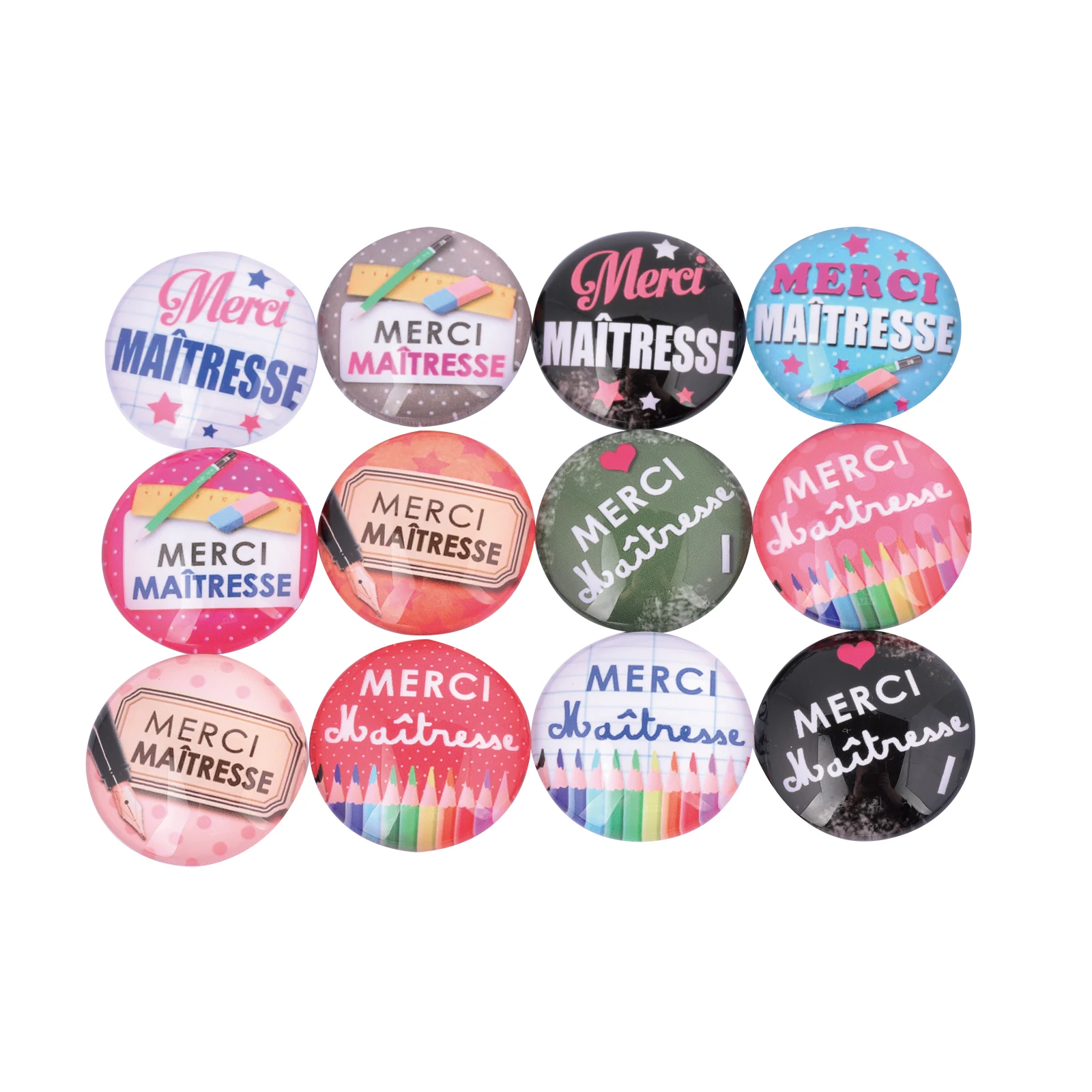 

onwear 20pcs mix merci maitresse photo glass cabochon 20mm 25mm round dome diy jewelry findings for pendants necklace