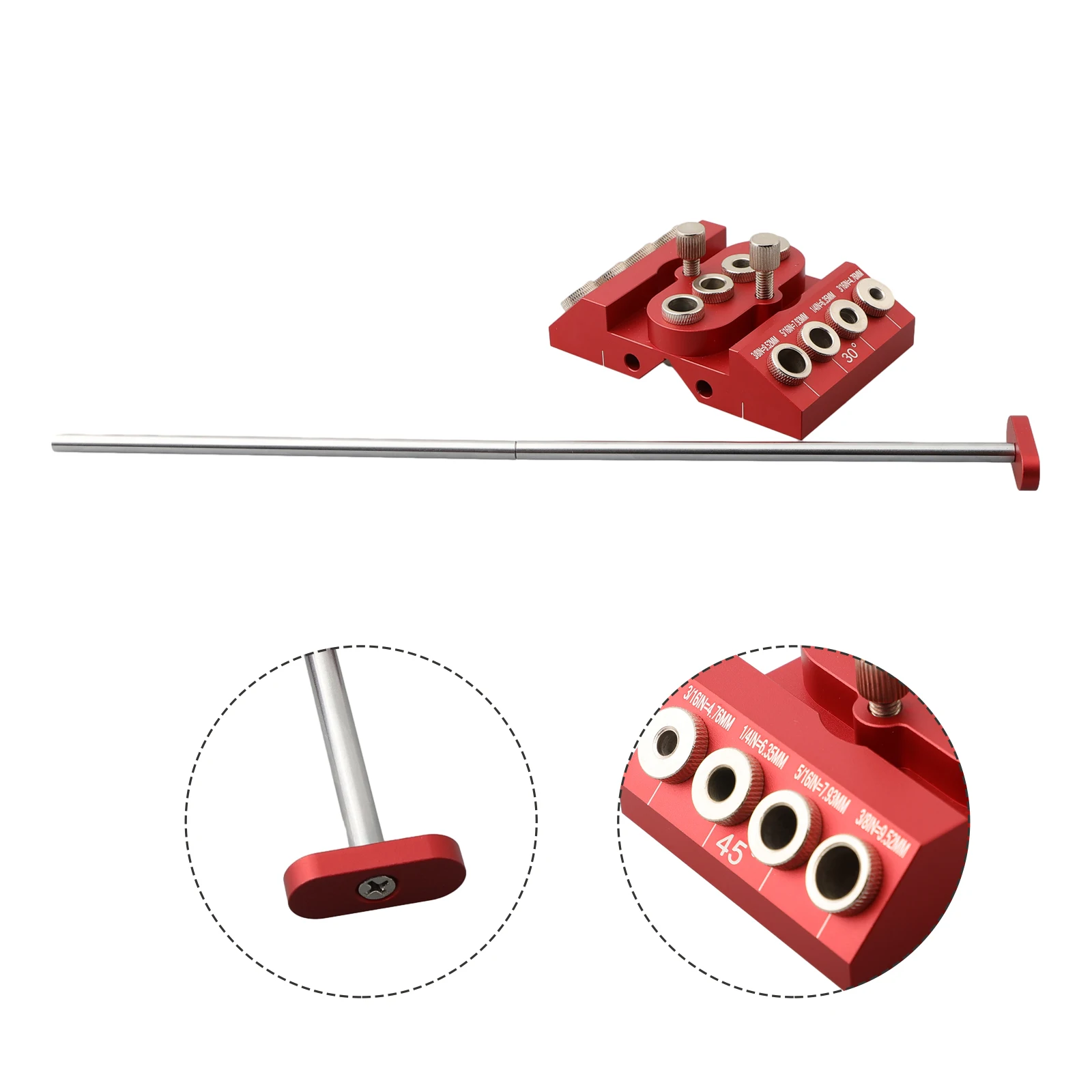 Aluminum Alloy Angle Drill Guide Jig 30 45 90 Degree Angle Doweling Jig for Woodworking with 4 Different Sizes
Aluminum Alloy Angle Drill Guide Jig 30 45 90 Degree Angle Doweling Jig for Woodworking with 4 Different Sizes
