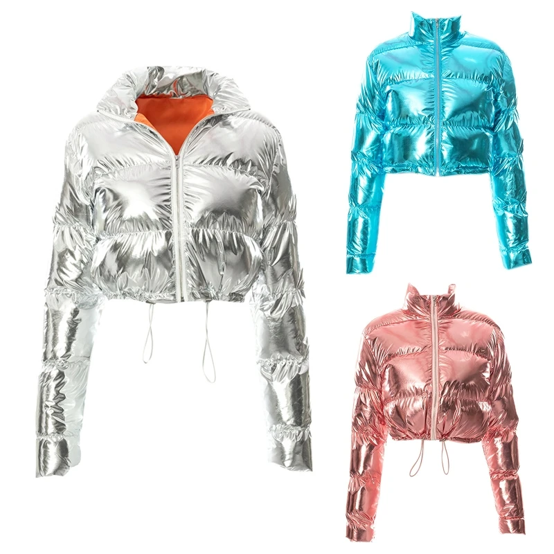 Women Shiny Mirror Faux Leather Puffer for Jacket Long Sleeve Up Stand Collar Cropped Padded Coat Drawstring Hem Dropship
Women Shiny Mirror Faux Leather Puffer for Jacket Long Sleeve Up Stand Collar Cropped Padded Coat Drawstring Hem Dropship