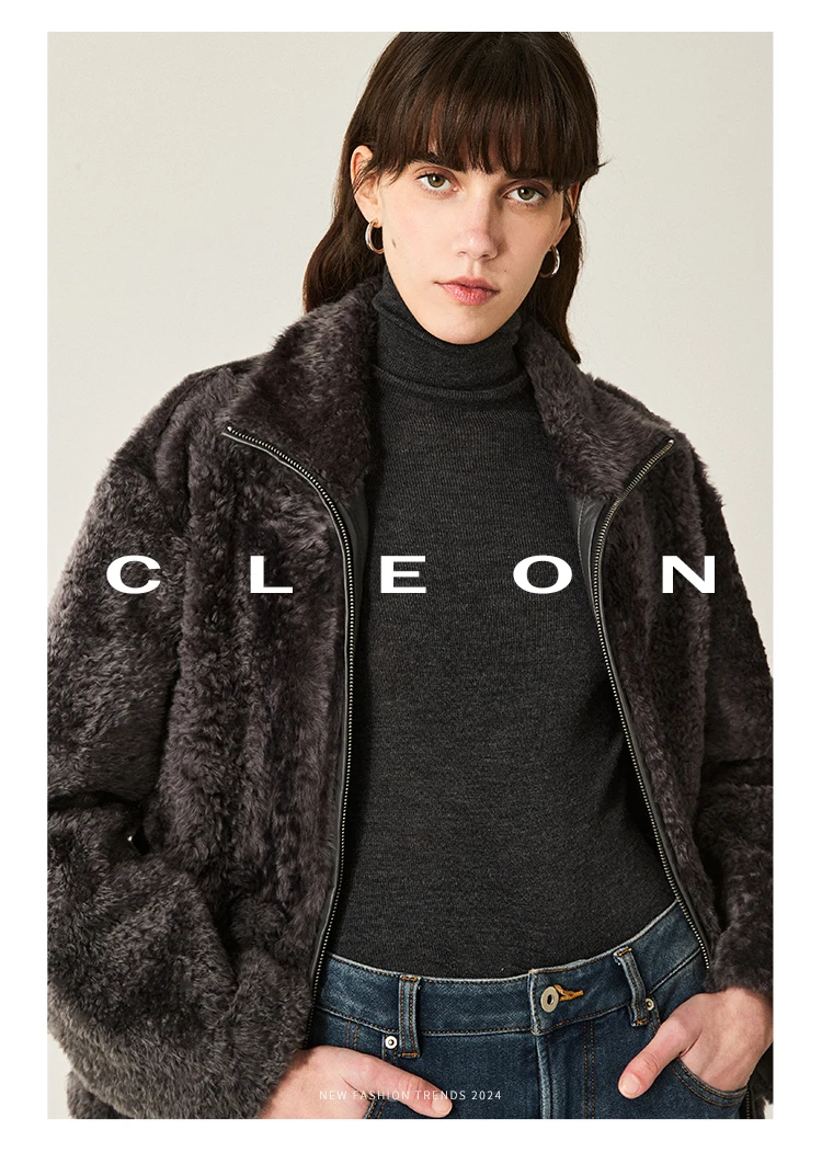 High-end Luxury Lacon Lamb Fur Cropped Winter Jackets for Women 2025 Simple Stand Collar Genuine Leather Real Fur Shearling Coat High-end Luxury Lacon Lamb Fur Cropped Winter Jackets for Women 2025 Simple Stand Collar Genuine Leather Real Fur Shearling Coat