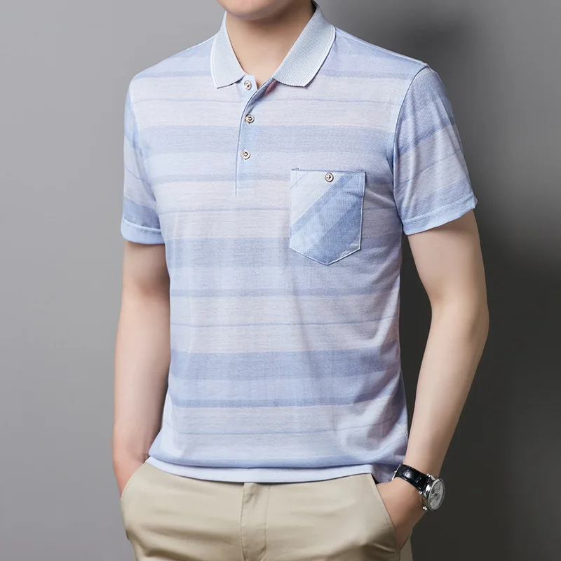 2023 Summer New T Shirt for Men Short Sleeve Casual Lapel Stripe Button Tees Elastic Breathable Pocket Fashion Vintage Tops
2023 Summer New T Shirt for Men Short Sleeve Casual Lapel Stripe Button Tees Elastic Breathable Pocket Fashion Vintage Tops
