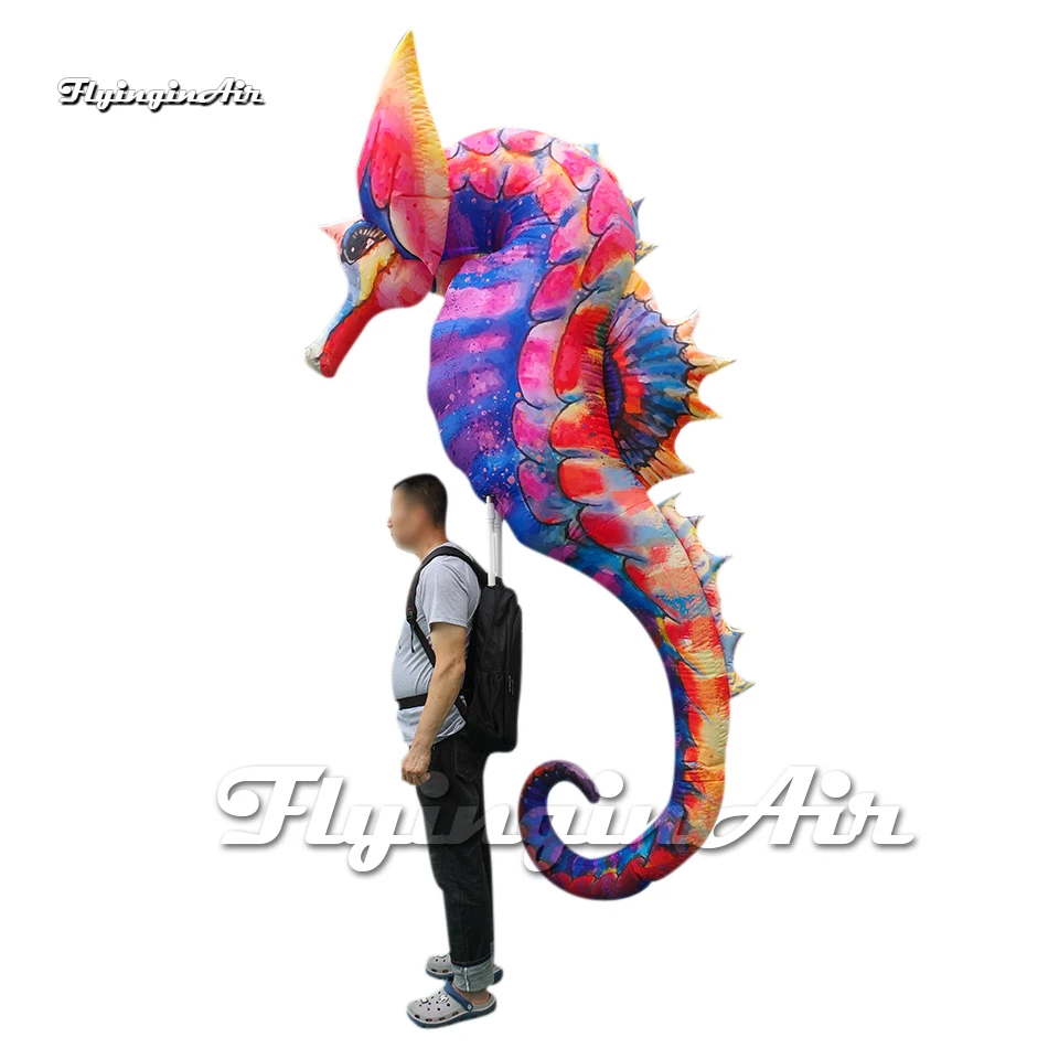 

Fantastic Illuminated Walking Inflatable Hippocampus Puppet Sea Animal Balloon Blow Up Seahorse With LED Light For Parade Show