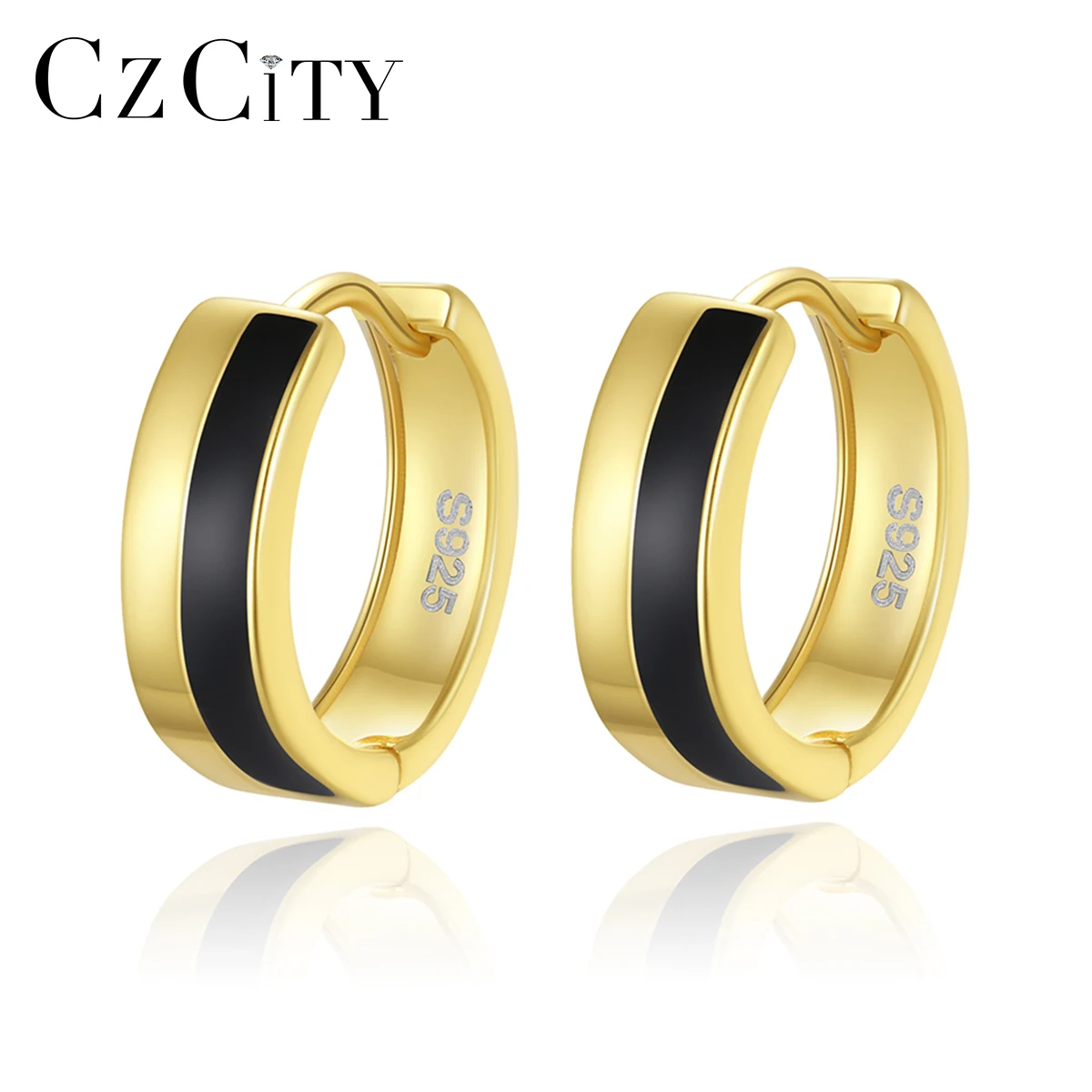 

CZCITY Double Color Plated Simple S925 Sterling Silver Hoop Earring for Women 2023 Trending Original Certified Huggies for Teens