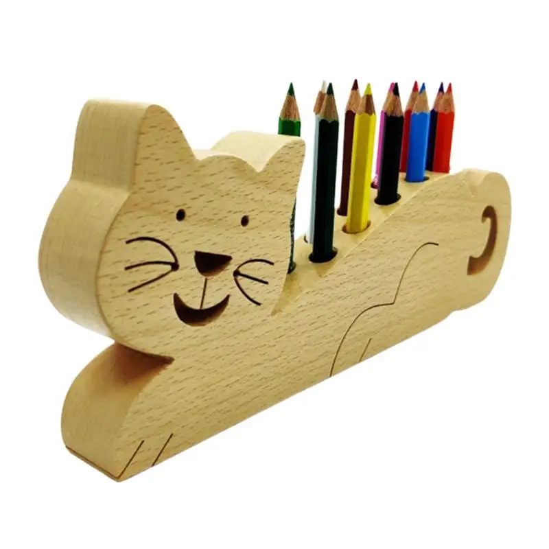 Desktop Wooden Cat Pen Holder School Office Pen Pencil Storage Box DIY Table Stationery Organizer Pot Home Container 
Desktop Wooden Cat Pen Holder School Office Pen Pencil Storage Box DIY Table Stationery Organizer Pot Home Container