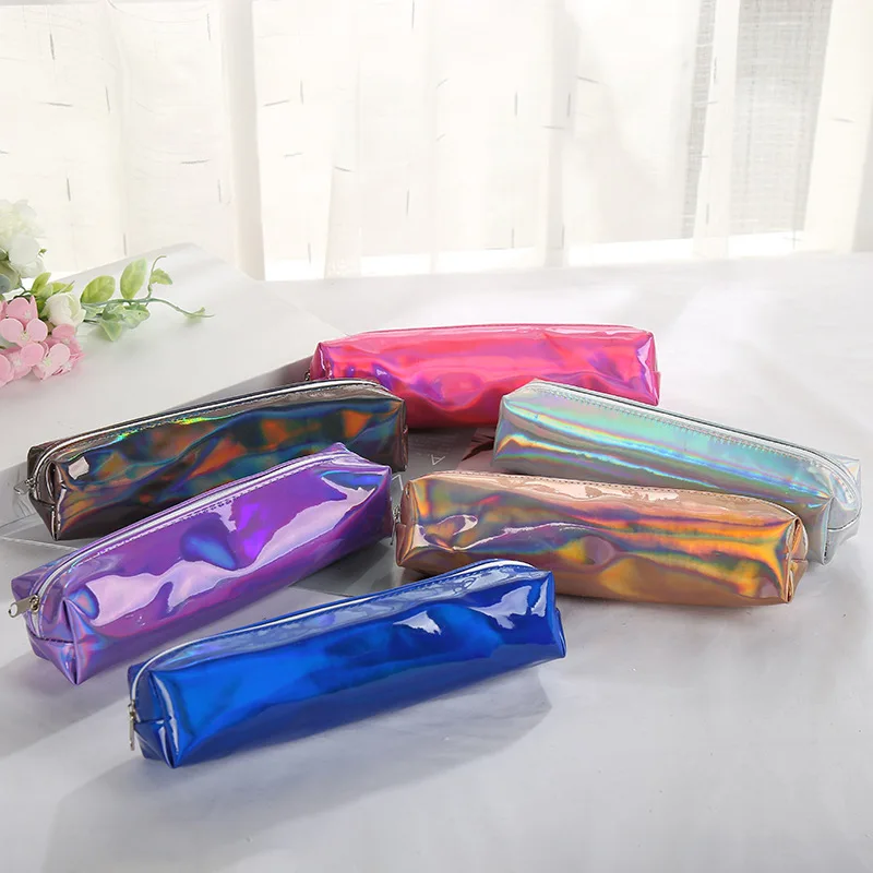 

Dazzle Colour Pencil Case Waterproof PVC Stationery Storage Bag Pen Pouch Students Pencil Bag Makeup Cosmetic Bag