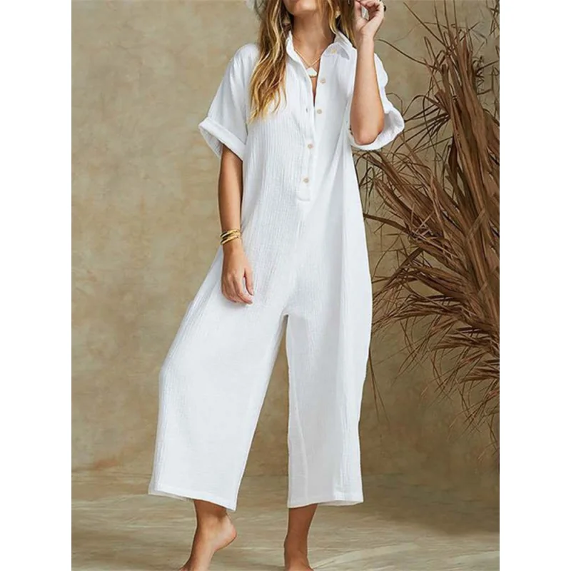 2023 Summer New Casual Fashion Ladies Workwear Jumpsuit Shirt Collart Women's Trousers Elegant Office LOOSE Comfortable Simple
2023 Summer New Casual Fashion Ladies Workwear Jumpsuit Shirt Collart Women's Trousers Elegant Office LOOSE Comfortable Simple