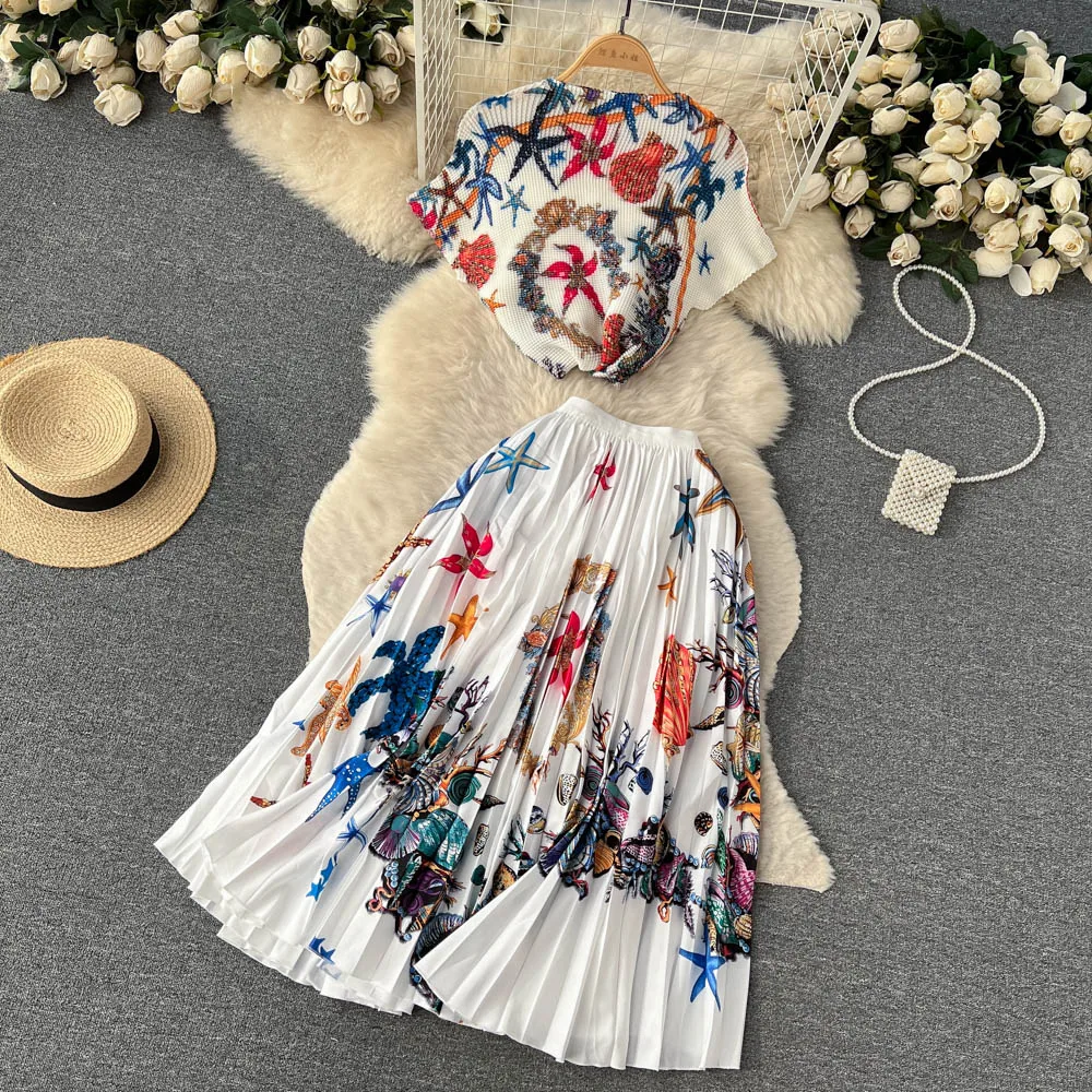 High Stretchy Pleated Pullovers Tops + Midi Skirts Suits Runway 2 Pcs Summer Casual Streetwear Set Women Matching Outfits
High Stretchy Pleated Pullovers Tops + Midi Skirts Suits Runway 2 Pcs Summer Casual Streetwear Set Women Matching Outfits