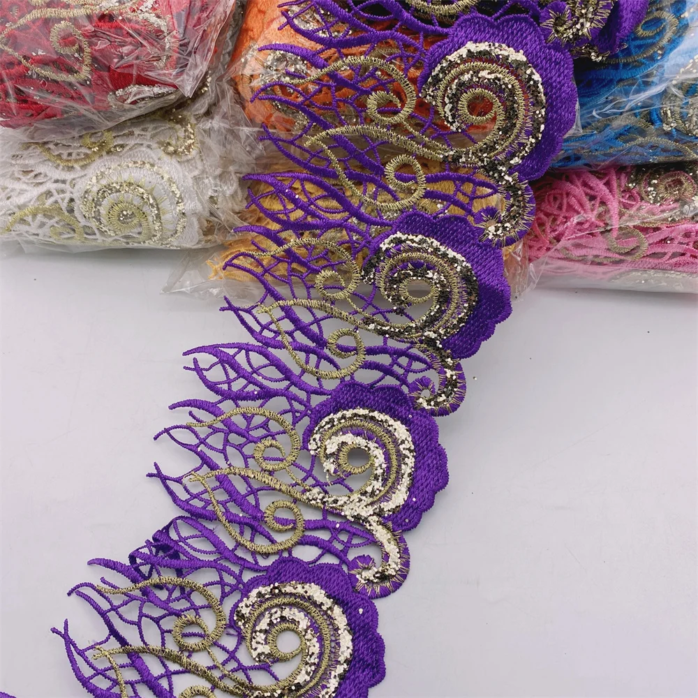 10 Yards Hot selling Sequins Lace African Embroidered Flower Trim For Diy Clothes in stock
10 Yards Hot selling Sequins Lace African Embroidered Flower Trim For Diy Clothes in stock