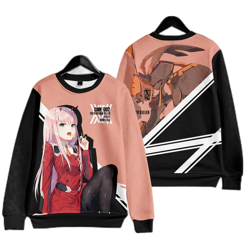 

Anime DARLING In The FRANXX Graphic Sweatshirts Manga Cosplay ZERO TWO Tracksuit 02 Kawaii Sexy Gril Pullovers Crewneck Boy Top