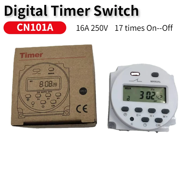 CN101A16A 220V/24V/12V/110V Weekly Cycle Panel Mounted Digital Display Time Switch
CN101A16A 220V/24V/12V/110V Weekly Cycle Panel Mounted Digital Display Time Switch