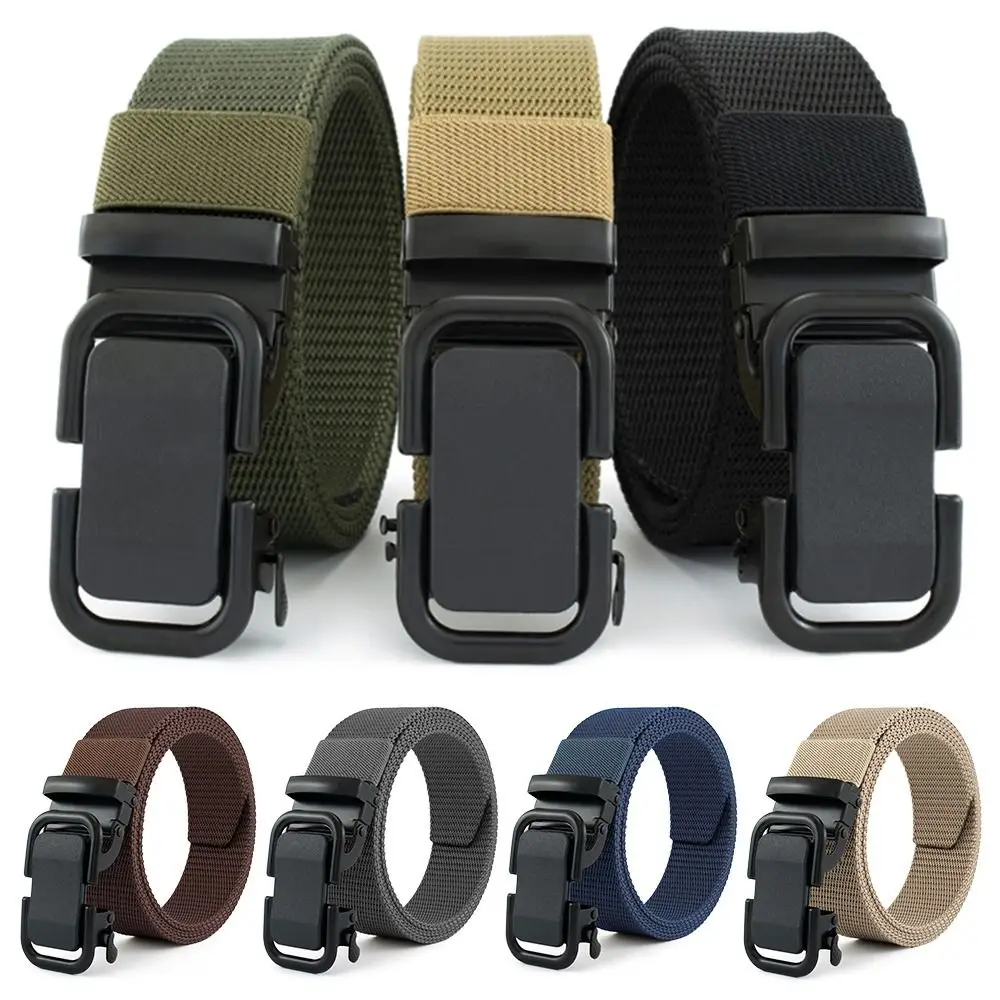 

Trendy Simple Wild Style Luxury Brand Automatic Buckle Waistband Weave Waist Band Canvas Strap Nylon Braided Belt