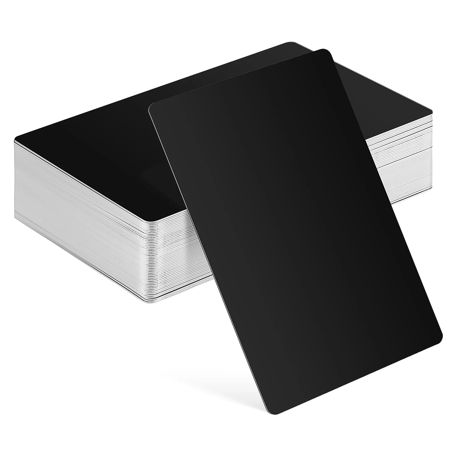 

50 Pcs Metal Aluminum Sheet Laser Marking Business Card Black Engraving Gift Plate Cards Blank DIY