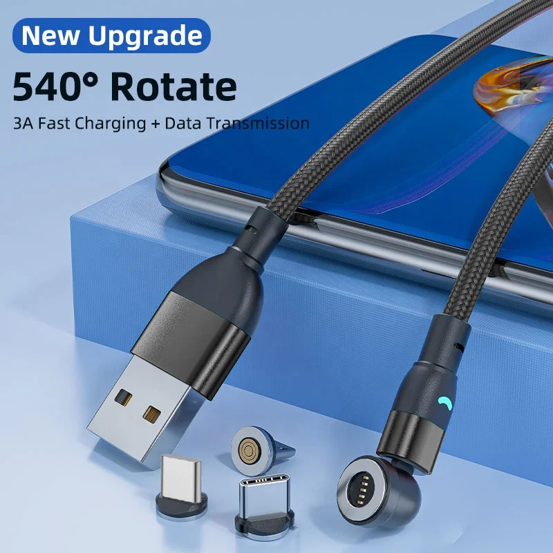 

Universal USB Power Cable Nylon Braided Multifunction 3 in 1 Connector Data Transfer Magnetic Data Charging Cable