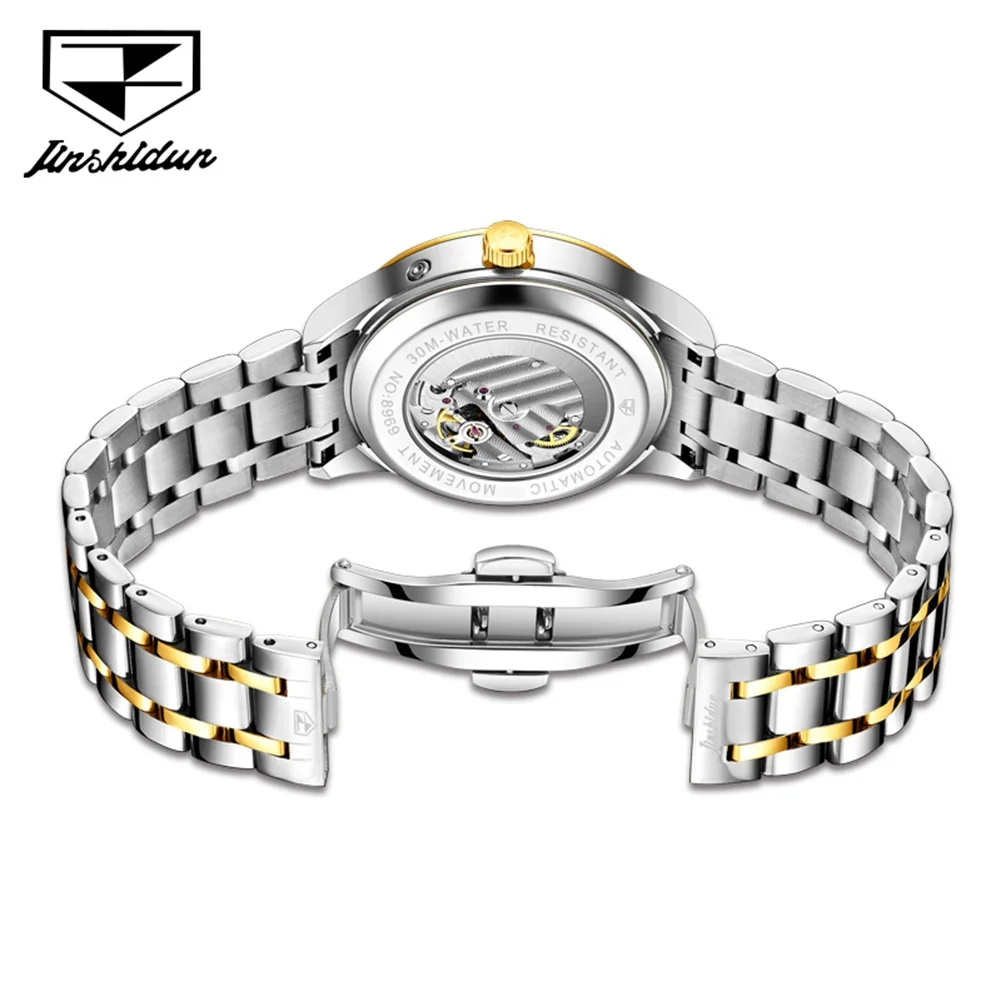 JSDUN-Montre Mécanique existent pour Homme, Certification Originale, Étanche, Phase de Lune, Montre-Bracelet à la Mode 2