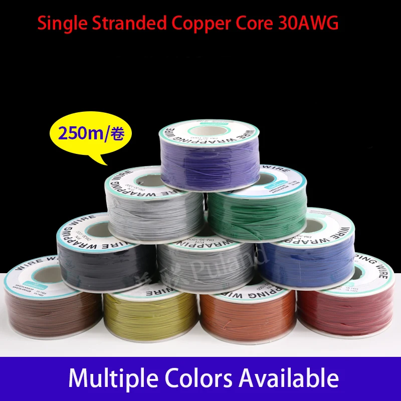 

1 Roll 250M Multicolor Wrapping Wire OK Line Tin-Plated Single Core PCB Solder Cable Breadboard Electronic Jumper Wire 30AWG