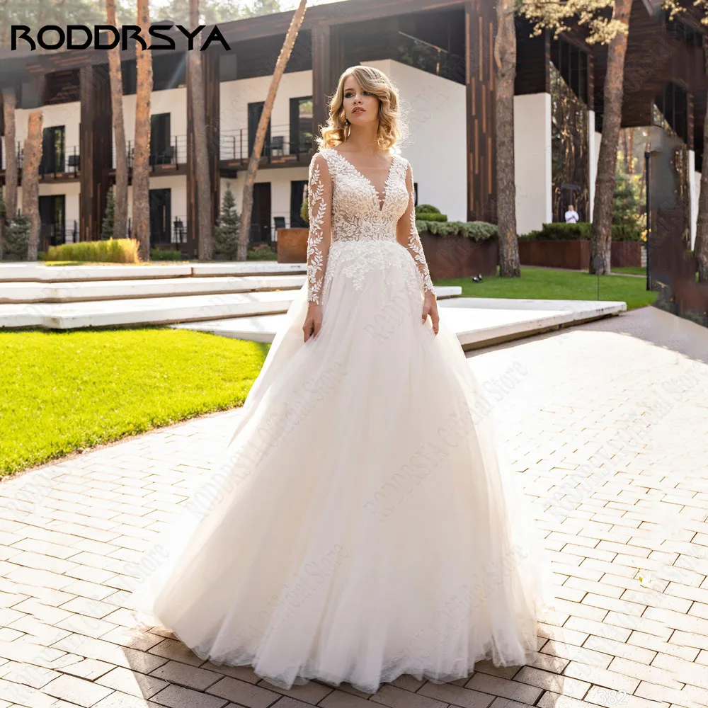 RODDRSYA Civil Wedding Gowns Lace Up A-Line Applique Tulle Robe De Mariée Long Sleeves Backless Scoop Bridal Gown Custom Made
RODDRSYA Civil Wedding Gowns Lace Up A-Line Applique Tulle Robe De Mariée Long Sleeves Backless Scoop Bridal Gown Custom Made