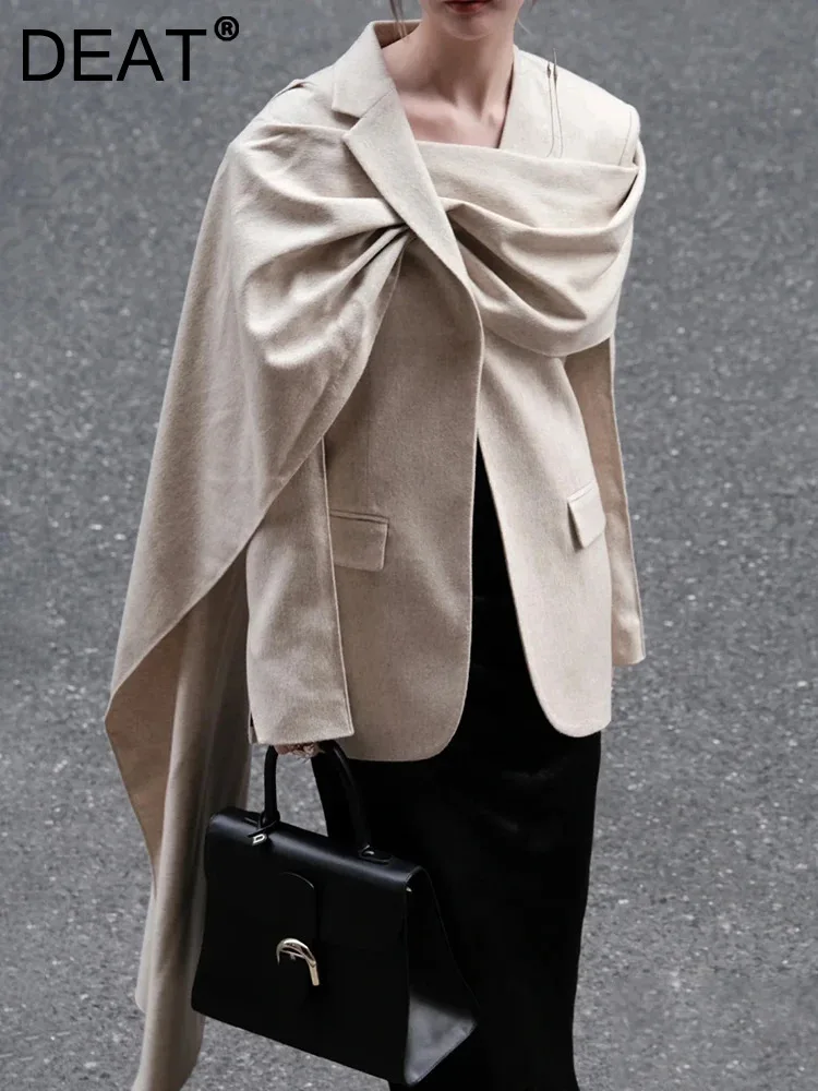 DEAT Fashion Women's Blazer Cross Irregular Scarf Collar Loose Apricot Covered Button Long Sleeve Suit Jackets Spring 2004 New
DEAT Fashion Women's Blazer Cross Irregular Scarf Collar Loose Apricot Covered Button Long Sleeve Suit Jackets Spring 2004 New