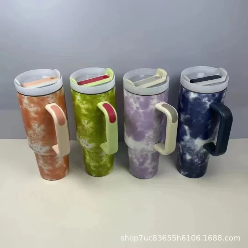 

New Second Generation Paint Transfer Tie Dye 40oz Car Cup 304 Stainless Steel Car Insulation Ice Bullion Cup