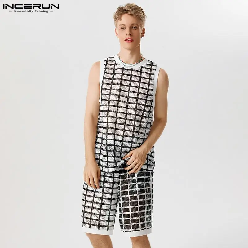 Casual Vacation Style Mens Sets Fashion Black&White Patchwork Mesh Loose Vests Shorts Casual Streetwear Suit 2 Pieces S-5XL 2023
Casual Vacation Style Mens Sets Fashion Black&White Patchwork Mesh Loose Vests Shorts Casual Streetwear Suit 2 Pieces S-5XL 2023