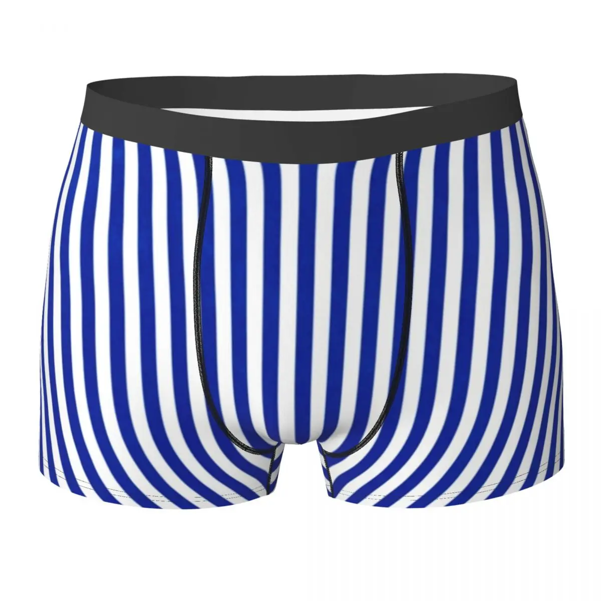 

Nautical Blue And White Underwear Vertical Stripes 3D Pouch Trenky Trunk Printing Boxer Brief Cute Men Panties Big Size 2XL