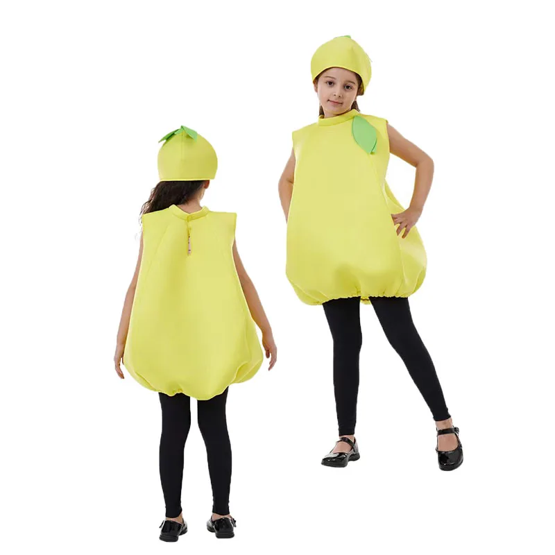 Boys Girls Lemon Fruits Cosplay Costume Children Performance Vest Coat Kids Clothes Set Outfits Halloween Carnival Party Suit
Boys Girls Lemon Fruits Cosplay Costume Children Performance Vest Coat Kids Clothes Set Outfits Halloween Carnival Party Suit