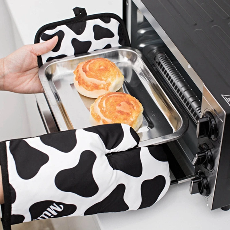 

Leopard Print Oven Mitt Glove Pad Zebra Stripes Microwave Baking Anti-Hot Insulation Mat Cow Stria Kitchen Accessories Decor