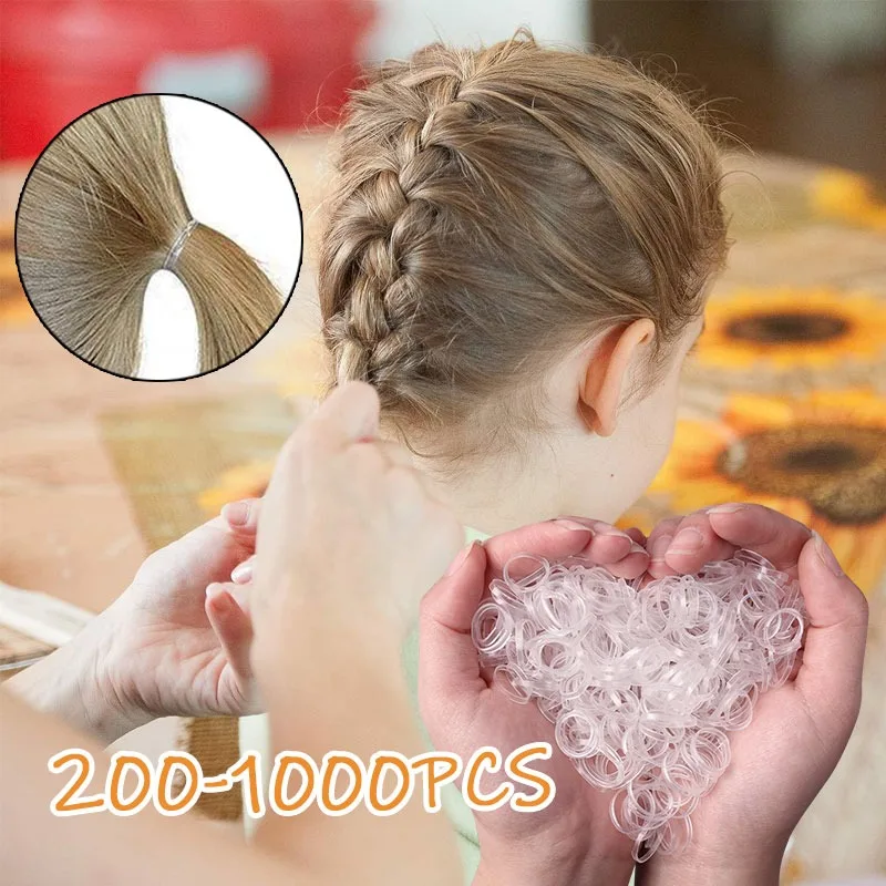 

200-1000Pcs Girls Elastic Transparent Rubber Bands Hair Band Baby Ponytail Holder Hair Ties Bridal Hairbands Hair Accessories