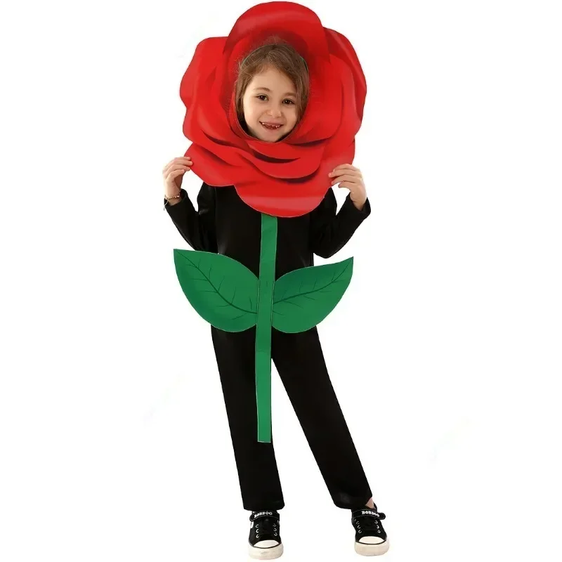 

Children's Performance Costumes Performance Costumes Plant Party Dress Up Halloween Carnival Roses Valentine's Day Cos Clothes-1