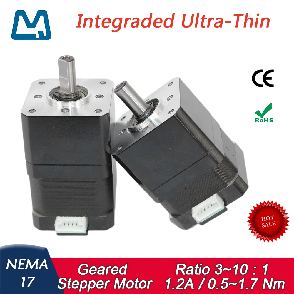 NEMA 17 Planetary Gearbox Ratio 10:1 1.2A Geared Stepper Motor Integraded Ultra Thin
NEMA 17 Planetary Gearbox Ratio 10:1 1.2A Geared Stepper Motor Integraded Ultra Thin