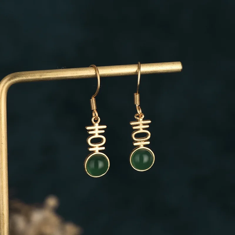 2022 Natural Green Jade Bead China Style Earrings Chinese Characters Copper Gold Plated Earrings for Women Wedding Jewelry 30MM
2022 Natural Green Jade Bead China Style Earrings Chinese Characters Copper Gold Plated Earrings for Women Wedding Jewelry 30MM