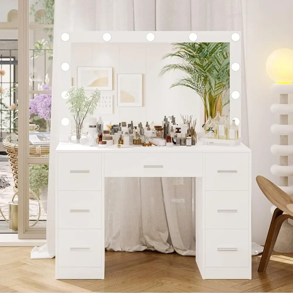 

Dresser, Illuminated Mirror, Adjustable Brightness, Dresser with Drawers, Women's Dresser, White Tocadores Para El Dormitorio
