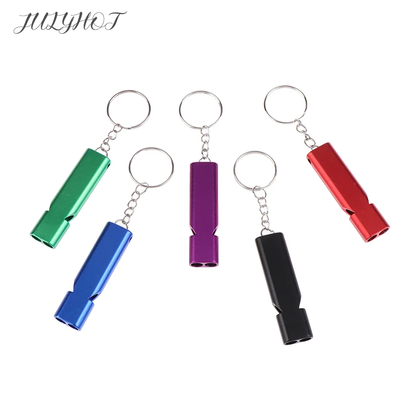 

Dual-tube Survival Whistle Portable Keychains Waterproof Aluminum Alloy For Outdoor Hiking Camping Survival Emergency Keychains