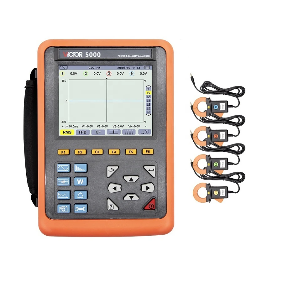 

VICTOR 5000 Intelligent Three Phase Power Quality Analyzer 40mm Diameter Current Clamp ARM And DSP Dual-processors