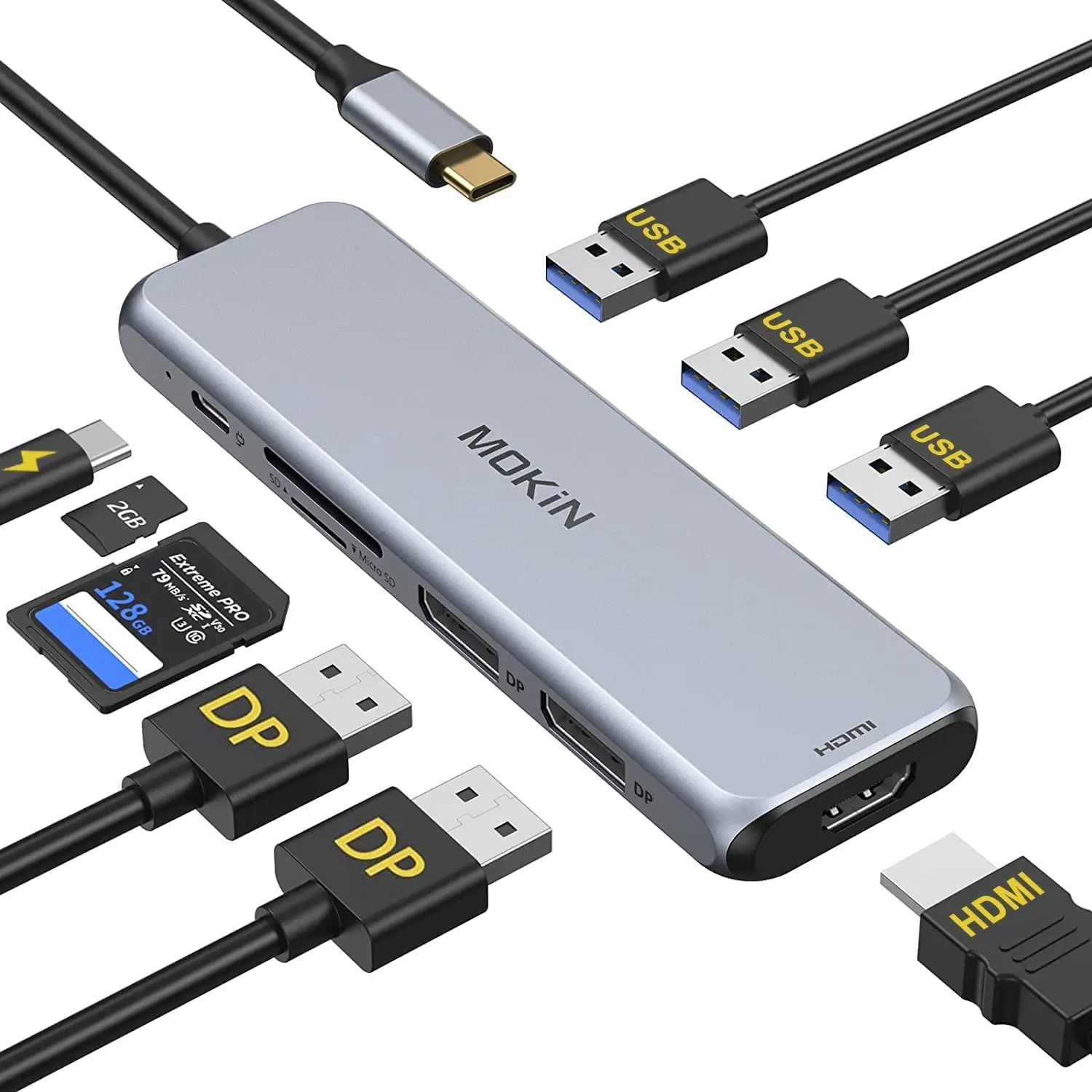 Docking Station Dual DisplayPort, MOKiN USB C Hub Dongle with 2 DP, HDMI, 3 USB A 3.0, SD & Micro SD Slot, PD Charging Port
Docking Station Dual DisplayPort, MOKiN USB C Hub Dongle with 2 DP, HDMI, 3 USB A 3.0, SD & Micro SD Slot, PD Charging Port