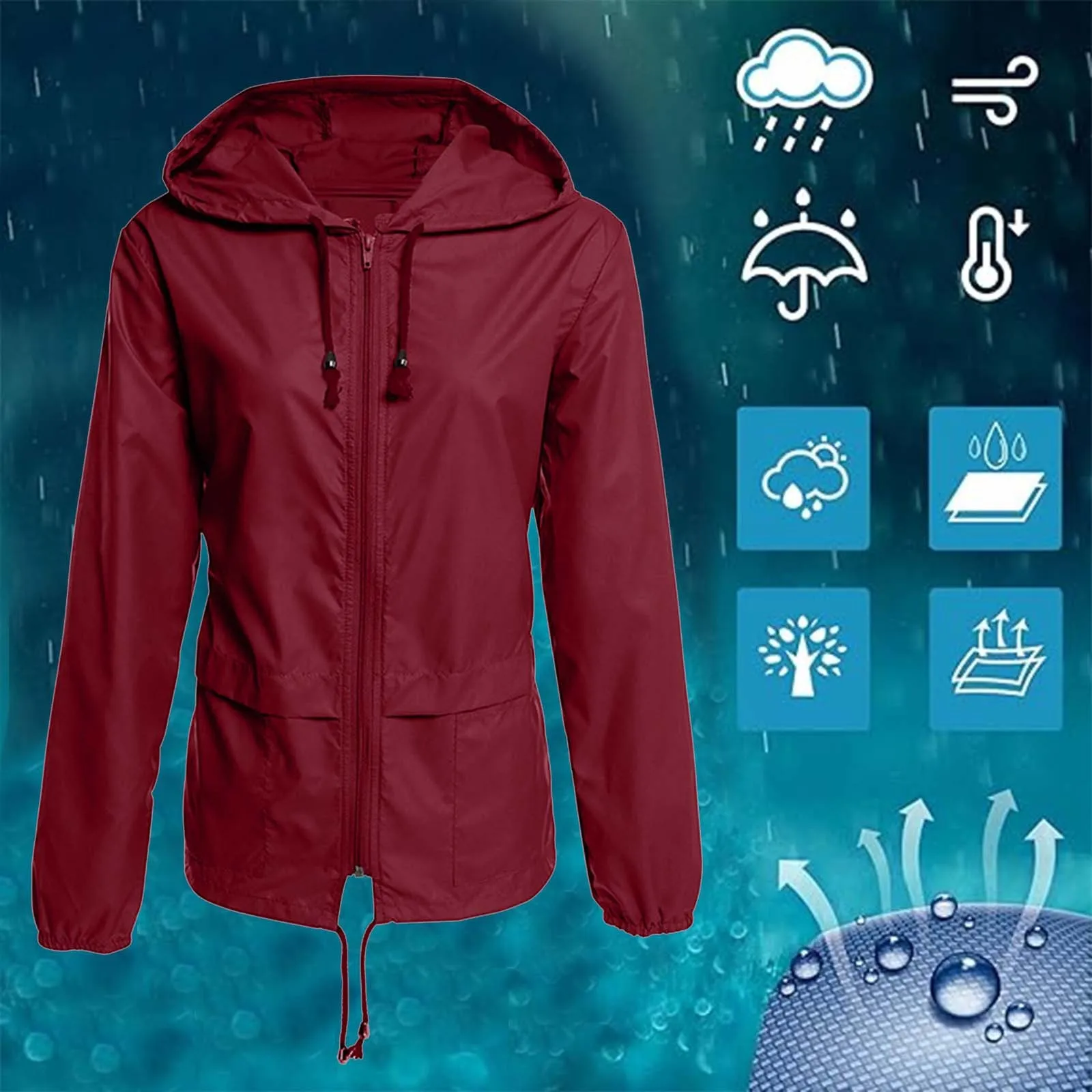 Women Hooded Coat Solid Color Zipper Closure Hooded Jacket Thin Long Sleeve Windproof Raincoat Women Jacket Female Clothing
Women Hooded Coat Solid Color Zipper Closure Hooded Jacket Thin Long Sleeve Windproof Raincoat Women Jacket Female Clothing
