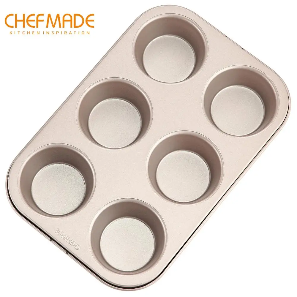 

CHEFMADE Muffin Cake Mold, 6-Cavity Non-Stick Cupcake Bread Pan for Kitchen Oven Baking