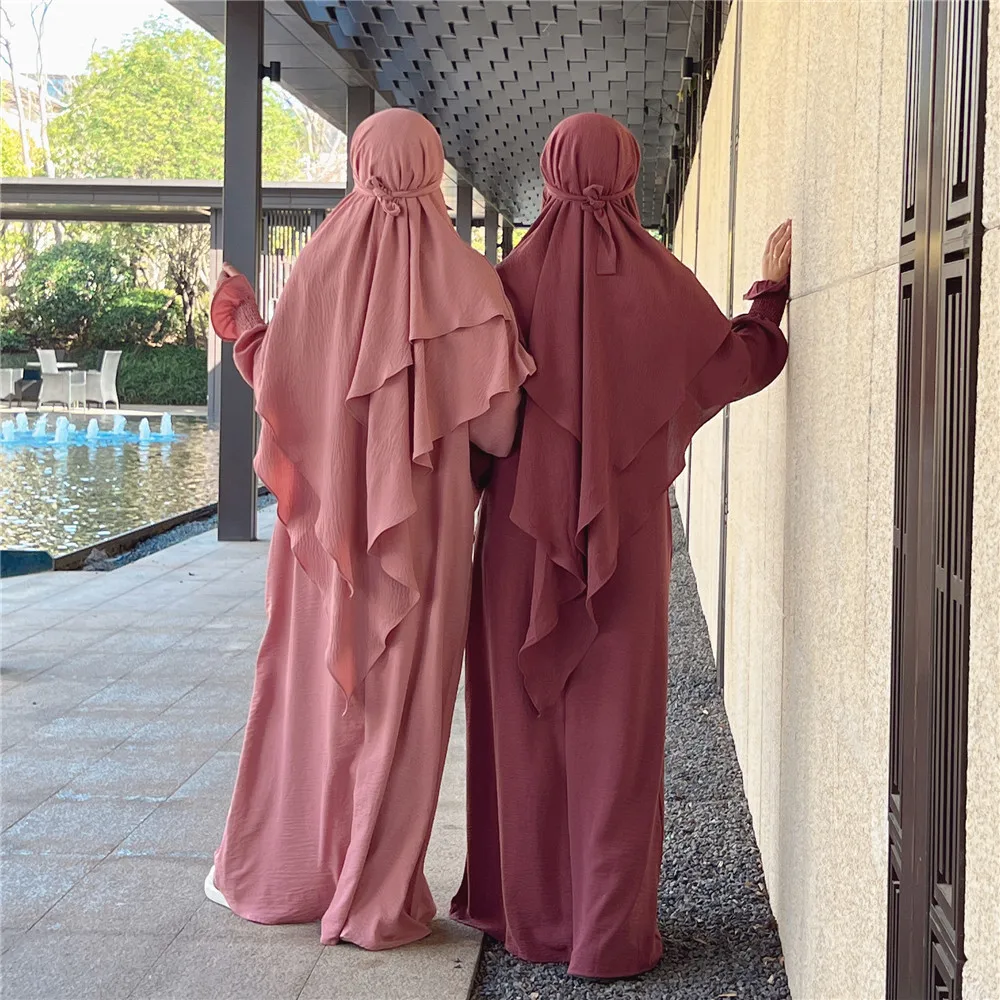 Robe for Women 2 Piece Set Muslim Prayer Garment Hijab Dress Abaya Long Khimar Ramadan Gown Abayas Dubai Islamic Clothing Sets
Robe for Women 2 Piece Set Muslim Prayer Garment Hijab Dress Abaya Long Khimar Ramadan Gown Abayas Dubai Islamic Clothing Sets
