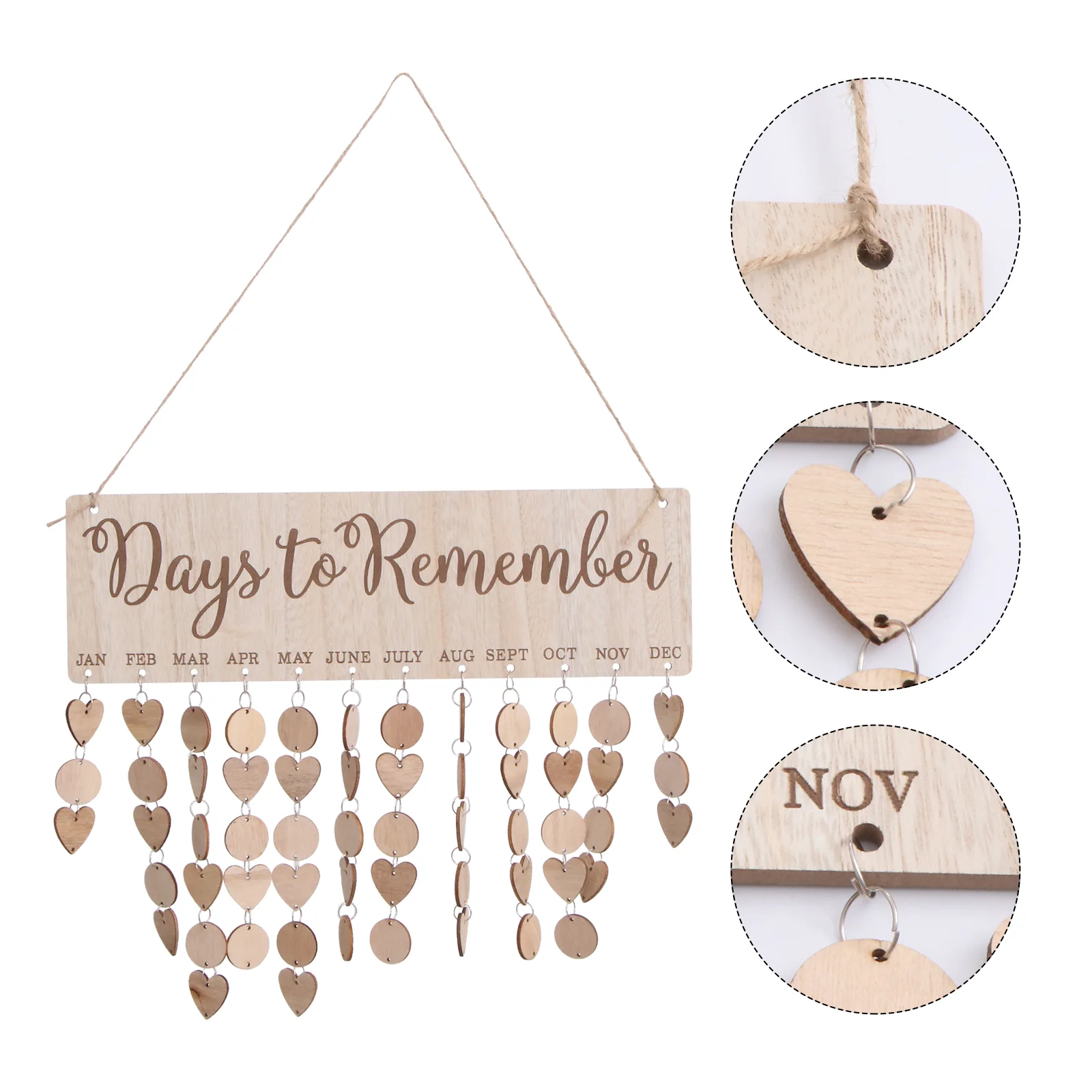 

Nordic Style DIY Wooden Calendar Reminder Plaque Board Family And Friends Birthdays Celebrations Wall Hanging Decoration